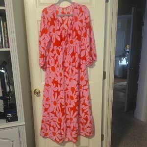 Floral‎ Red and Pink Women's Dress